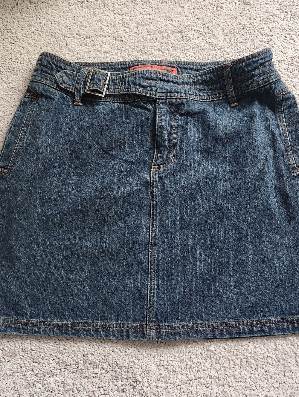 Mossimo Supply Co. Dark Blue Denim Mini Skirt with Belted Waist